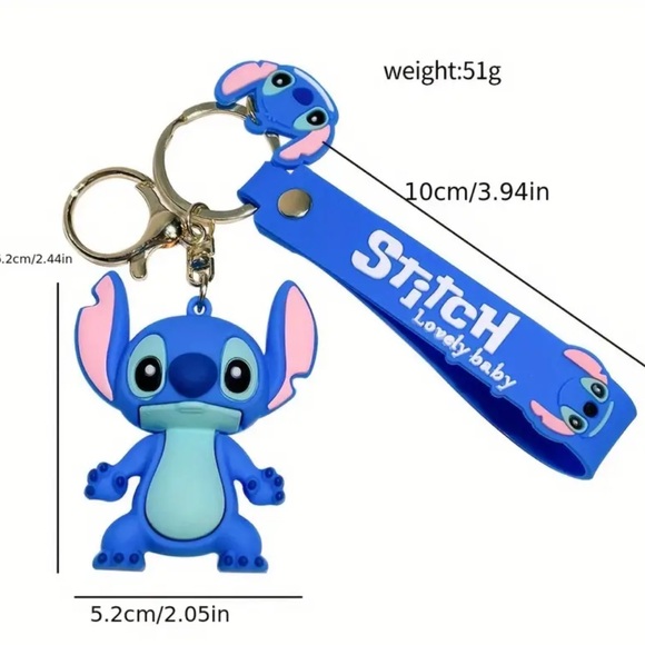 Bubblegum Pink and White Stitch Character Keychain - Picture 2 of 4